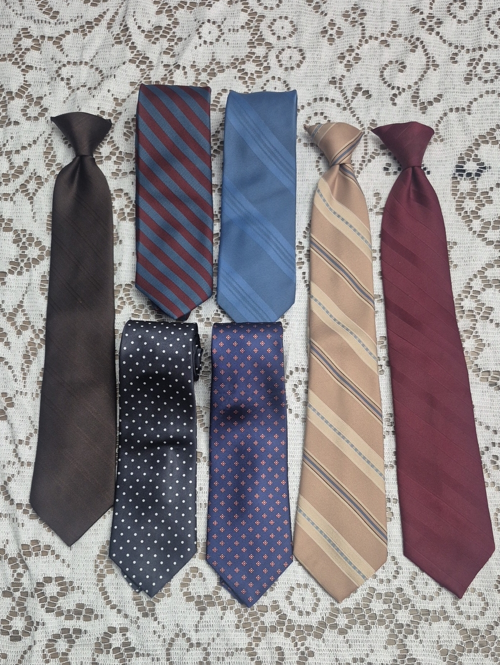 Ketch Men's Assorted Tie Set — Brown, Burgundy, Blue, Tan, Navy